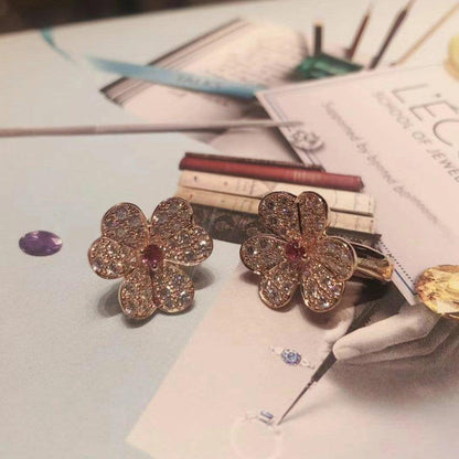 [Plus&Max]FRIVOLE PINK GOLD FLOWER DIAMOND EARRINGS
