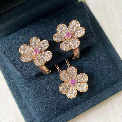 [Plus&Max]FRIVOLE PINK GOLD FLOWER DIAMOND EARRINGS