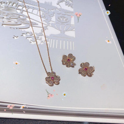 [Plus&Max]FRIVOLE PINK GOLD FLOWER DIAMOND EARRINGS