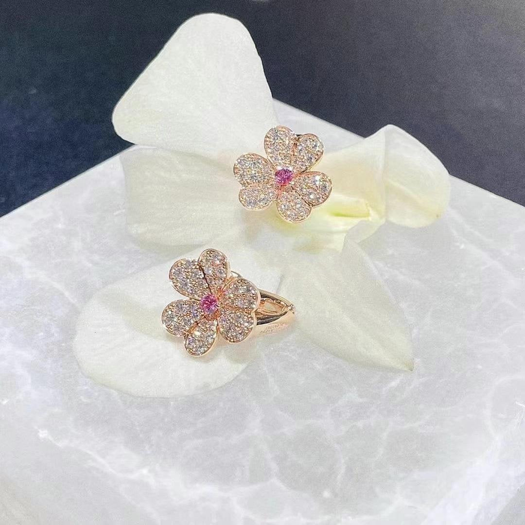 [Plus&Max]FRIVOLE PINK GOLD FLOWER DIAMOND EARRINGS