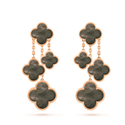 [Plus&Max]CLOVER EARRINGS DARK MOP 4 MOTIFS ROSE GOLD