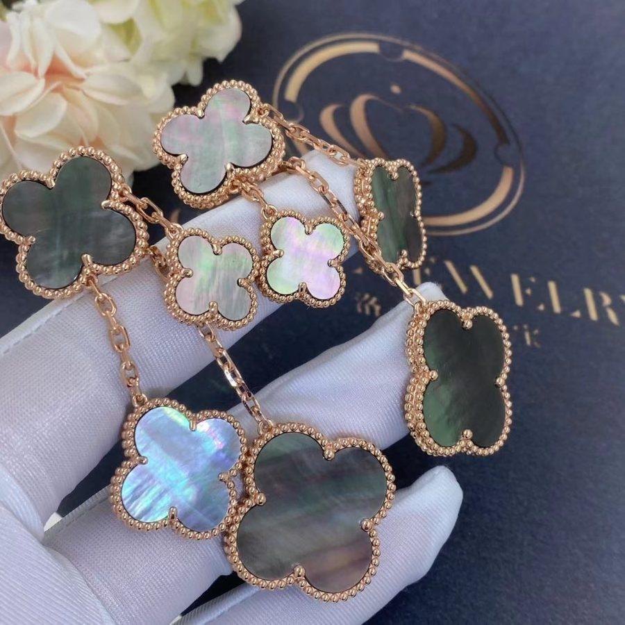 [Plus&Max]CLOVER EARRINGS DARK MOP 4 MOTIFS ROSE GOLD