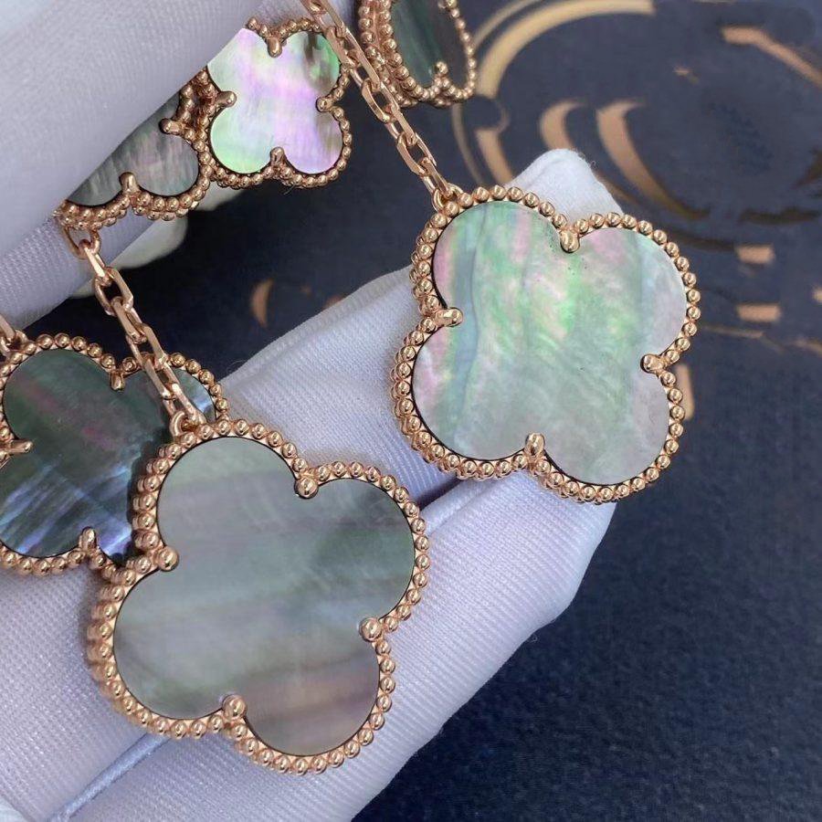 [Plus&Max]CLOVER EARRINGS DARK MOP 4 MOTIFS ROSE GOLD
