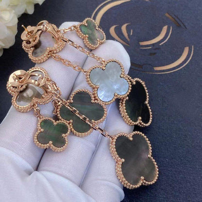 [Plus&Max]CLOVER EARRINGS DARK MOP 4 MOTIFS ROSE GOLD