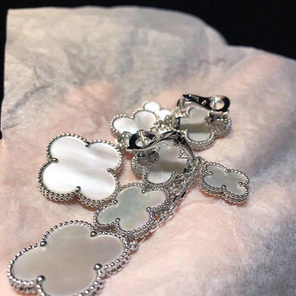 [Plus&Max]CLOVER EARRINGS WHITE MOP 4 MOTIFS SILVER