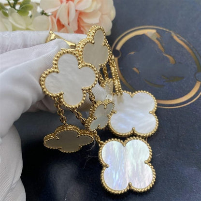 [Plus&Max]CLOVER EARRINGS WHITE MOP 4 MOTIFS GOLD