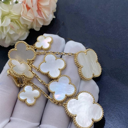 [Plus&Max]CLOVER EARRINGS WHITE MOP 4 MOTIFS GOLD