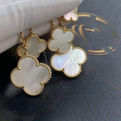 [Plus&Max]CLOVER EARRINGS WHITE MOP 4 MOTIFS GOLD