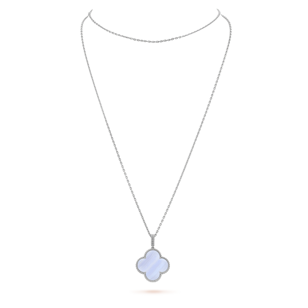 [Plus&Max]CLOVER SILVER CHALCEDONY BIG CLOVER NECKLACE