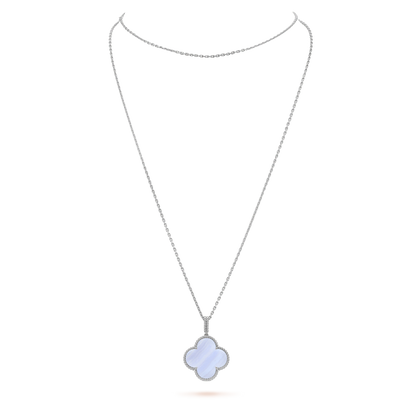 [Plus&Max]CLOVER SILVER CHALCEDONY BIG CLOVER NECKLACE