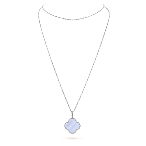 [Plus&Max]CLOVER SILVER CHALCEDONY BIG CLOVER NECKLACE