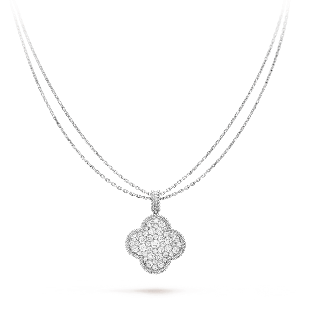 [Plus&Max]CLOVER 25MM SILVER FULL DIAMOND BIG CLOVER NECKLACE