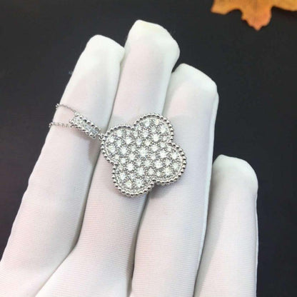 [Plus&Max]CLOVER 25MM SILVER FULL DIAMOND BIG CLOVER NECKLACE
