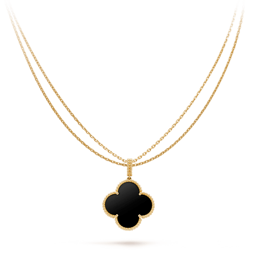 [Plus&Max]CLOVER 25MM GOLD ONYX BIG CLOVER NECKLACE