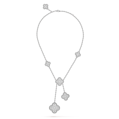 [Plus&Max]CLOVER 5 MOTIFS SILVER DIAMONDS NECKLACE