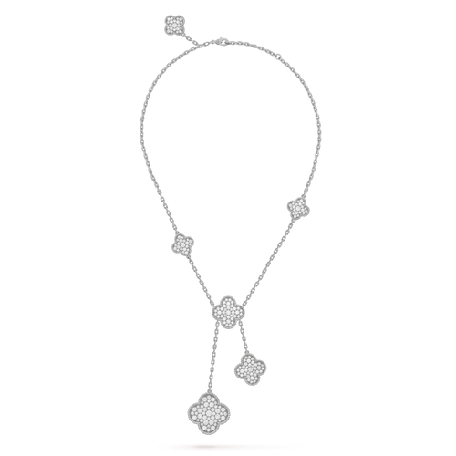 [Plus&Max]CLOVER 5 MOTIFS SILVER DIAMONDS NECKLACE
