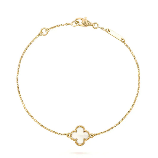 [Plus&Max]CLOVER WHITE MOP SINGLE FLOWER BRACELET