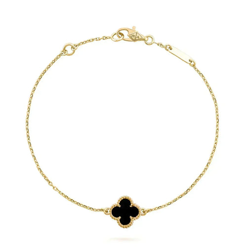 [Plus&Max]CLOVER ONYX SINGLE FLOWER BRACELET