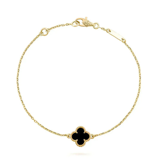 [Plus&Max]CLOVER ONYX SINGLE FLOWER BRACELET