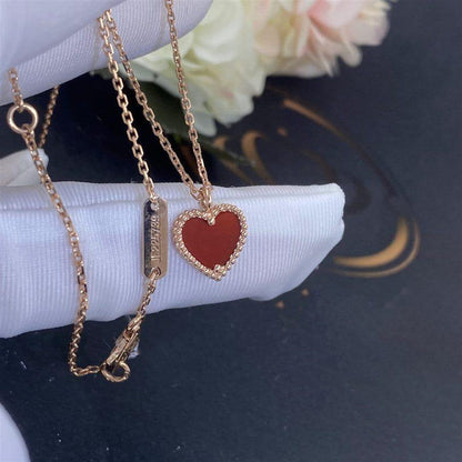 [Plus&Max]SWEET CLOVER CARNELIAN HEART NECKLACE