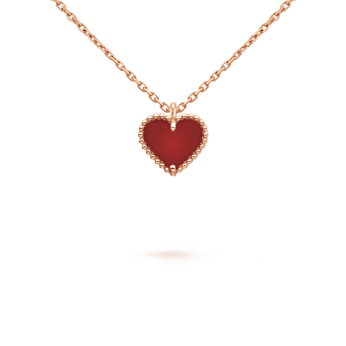 [Plus&Max]SWEET CLOVER CARNELIAN HEART NECKLACE