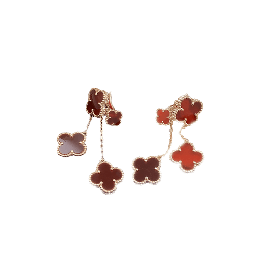 [Plus&Max]CLOVER EARRINGS CARNELIAN 4 MOTIFS PINK GOLD