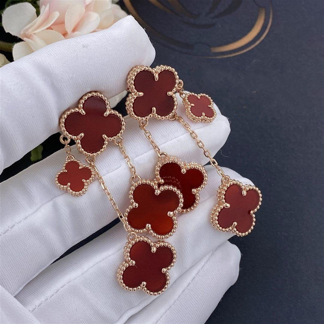 [Plus&Max]CLOVER EARRINGS CARNELIAN 4 MOTIFS PINK GOLD