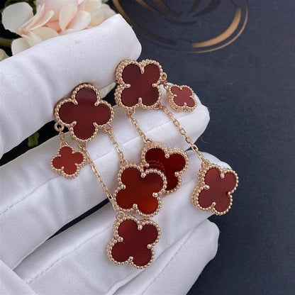 [Plus&Max]CLOVER EARRINGS CARNELIAN 4 MOTIFS PINK GOLD