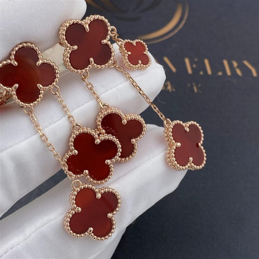[Plus&Max]CLOVER EARRINGS CARNELIAN 4 MOTIFS PINK GOLD