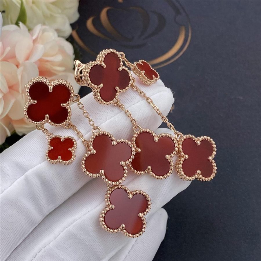 [Plus&Max]CLOVER EARRINGS CARNELIAN 4 MOTIFS PINK GOLD