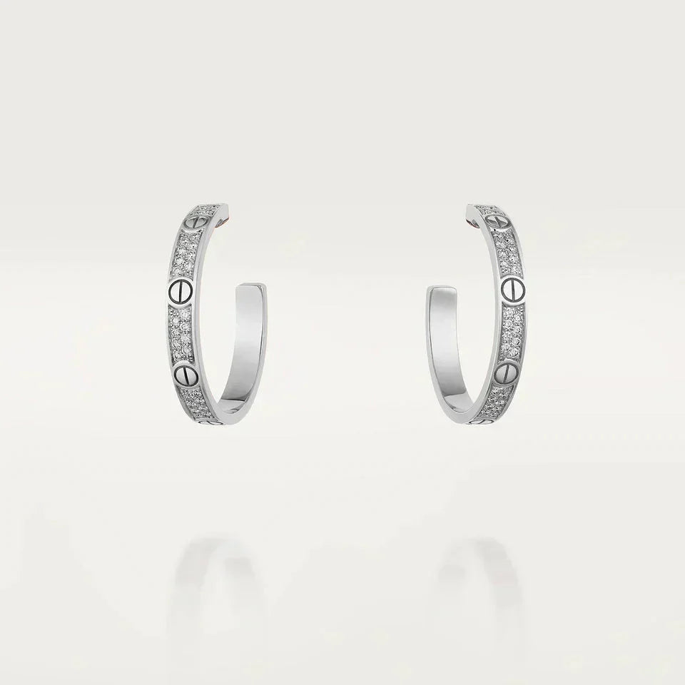 [Plus&Max]LOVE DIAMOND SILVER HOOP EARRINGS