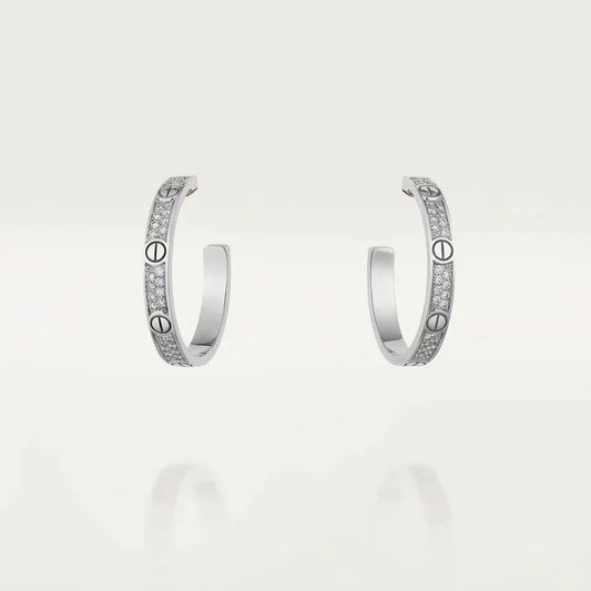 [Plus&Max]LOVE DIAMOND SILVER HOOP EARRINGS