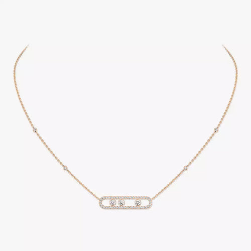 [Plus&Max] Move Pave_ Rose Gold Diamond Necklace