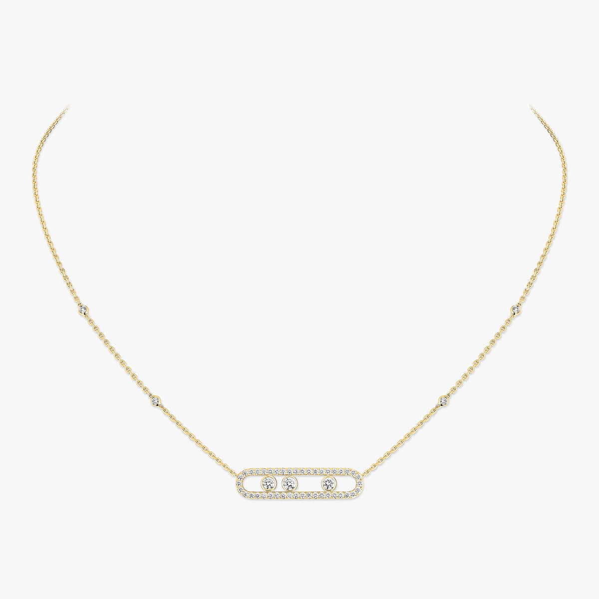 [Plus&Max] Move Pave_ Rose Gold Diamond Necklace