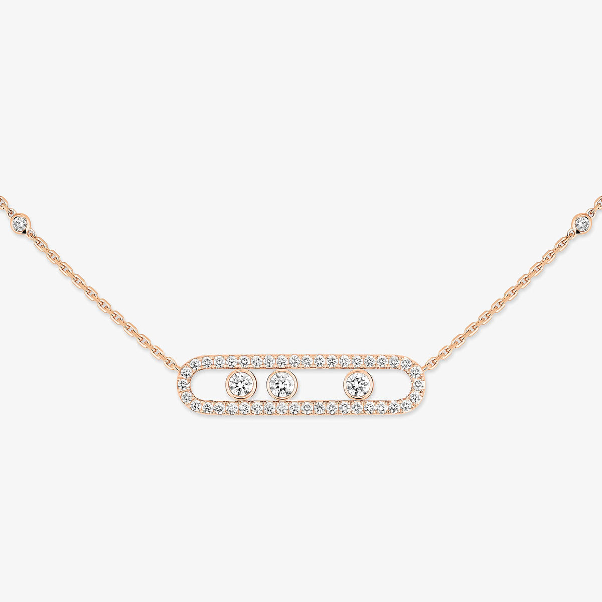[Plus&Max] Move Pave_ Rose Gold Diamond Necklace