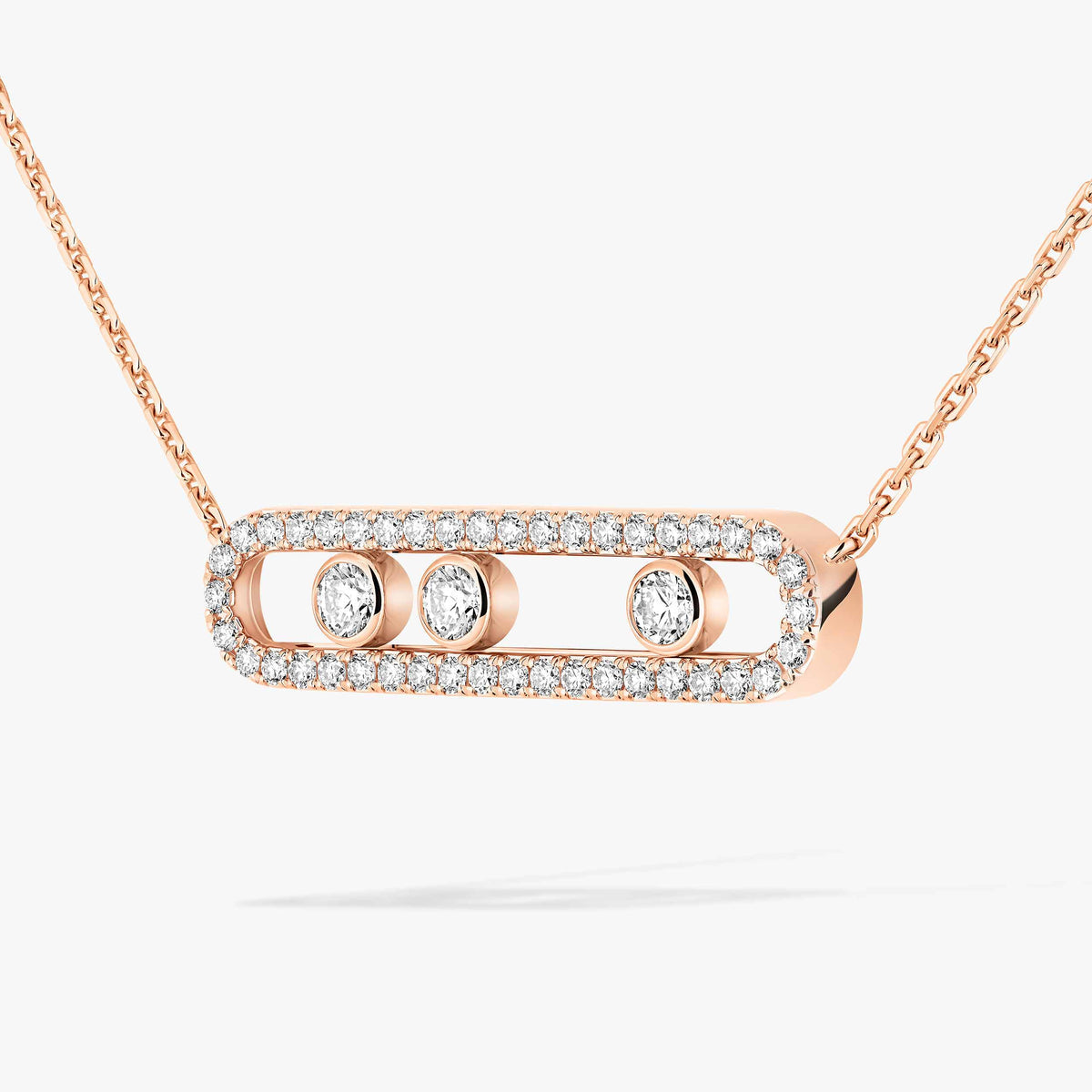 [Plus&Max] Move Pave_ Rose Gold Diamond Necklace