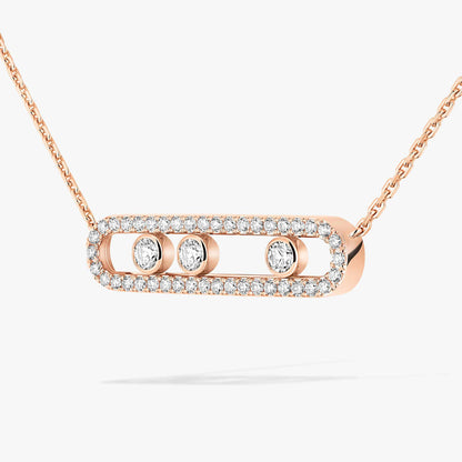 [Plus&Max] Move Pave_ Rose Gold Diamond Necklace