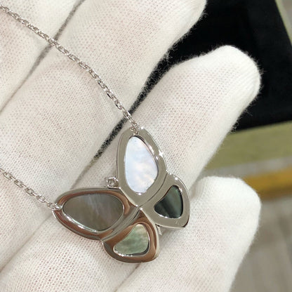[Plus&Max]LARGE BUTTERFLY SILVER PENDANT DIAMOND NECKLACE