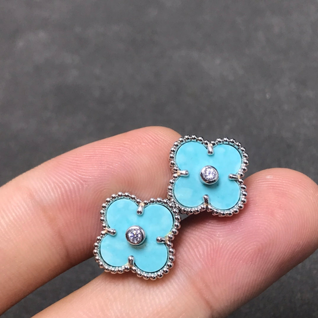 [Plus&Max]CLOVER 1 DIAMOND BLUE SKY SILVER EARRINGS