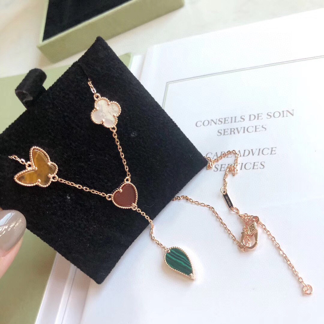 [Plus&Max]LUCKY SPRING 4 MOTIFS ROSE GOLD NECKLACE