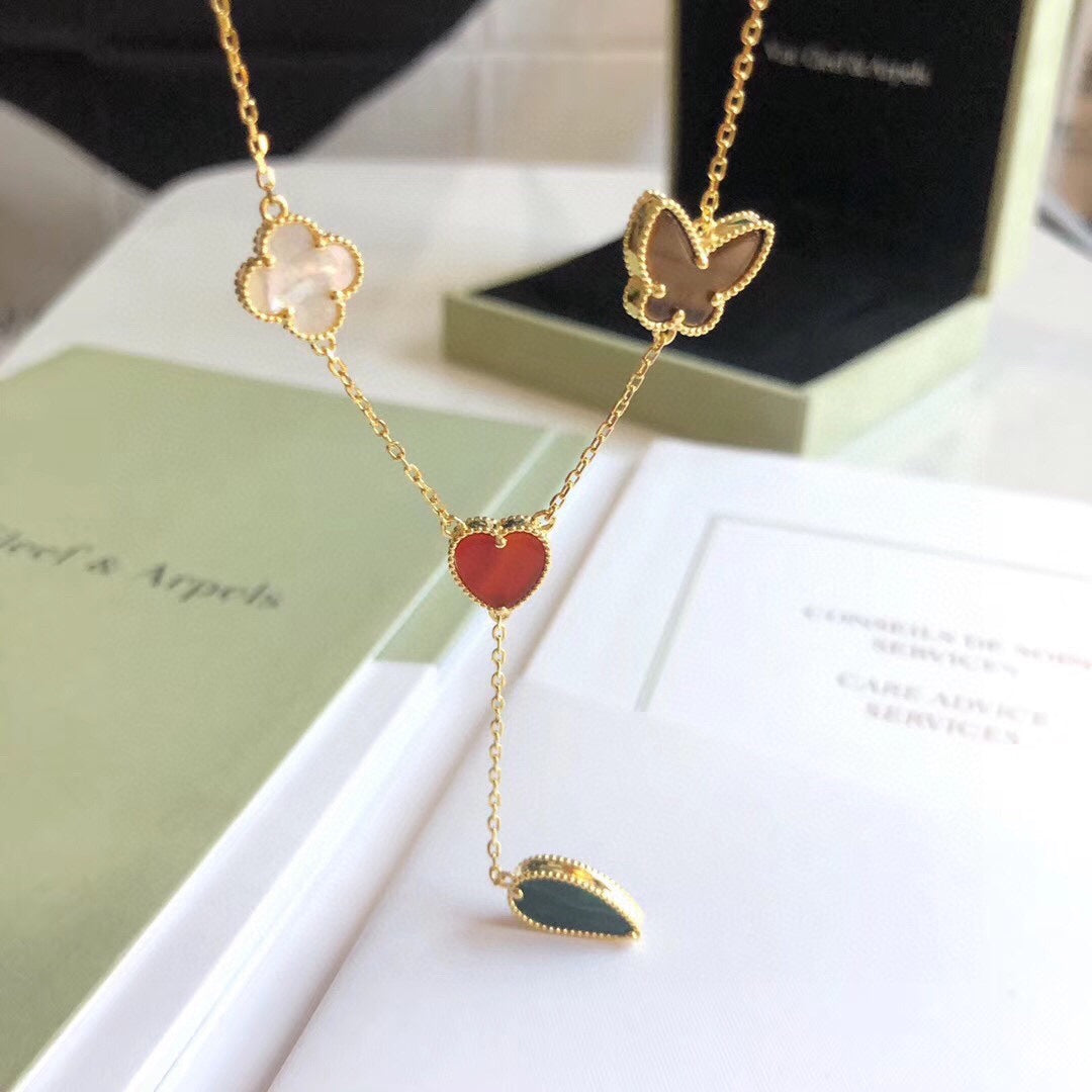 [Plus&Max]LUCKY SPRING 4 MOTIFS ROSE GOLD NECKLACE