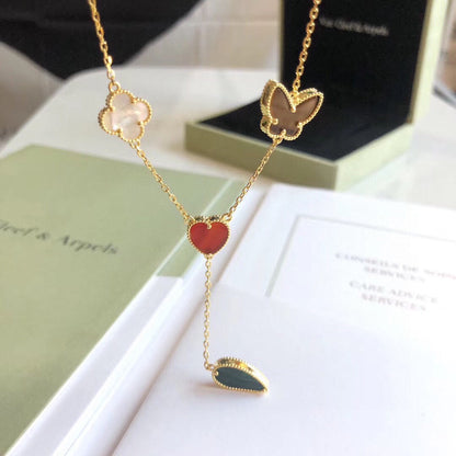 [Plus&Max]LUCKY SPRING 4 MOTIFS ROSE GOLD NECKLACE