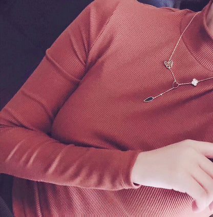 [Plus&Max]LUCKY SPRING 4 MOTIFS ROSE GOLD NECKLACE