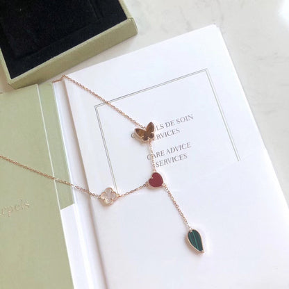 [Plus&Max]LUCKY SPRING 4 MOTIFS ROSE GOLD NECKLACE