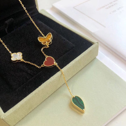 [Plus&Max]LUCKY SPRING 4 MOTIFS ROSE GOLD NECKLACE