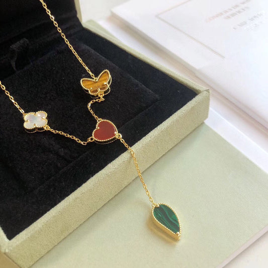 [Plus&Max]LUCKY SPRING 4 MOTIFS ROSE GOLD NECKLACE
