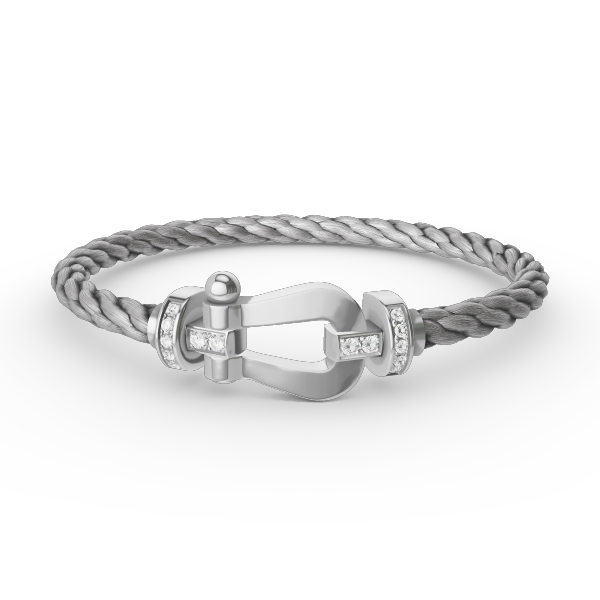 [Plus&Max]FORCE LARGE HORSESHOE HALF DIAMOND BRACELET SILVER