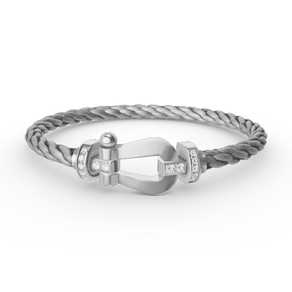 [Plus&Max]FORCE LARGE HORSESHOE HALF DIAMOND BRACELET SILVER