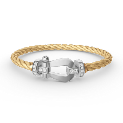 [Plus&Max]FORCE LARGE HORSESHOE HALF DIAMOND BRACELET SILVER