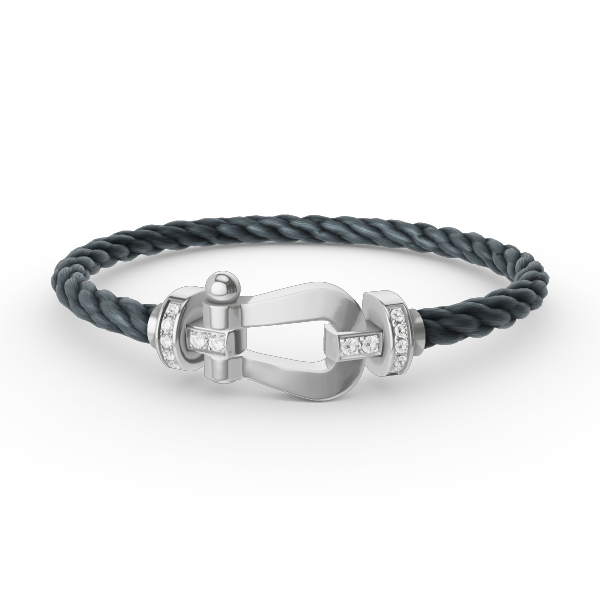 [Plus&Max]FORCE LARGE HORSESHOE HALF DIAMOND BRACELET SILVER